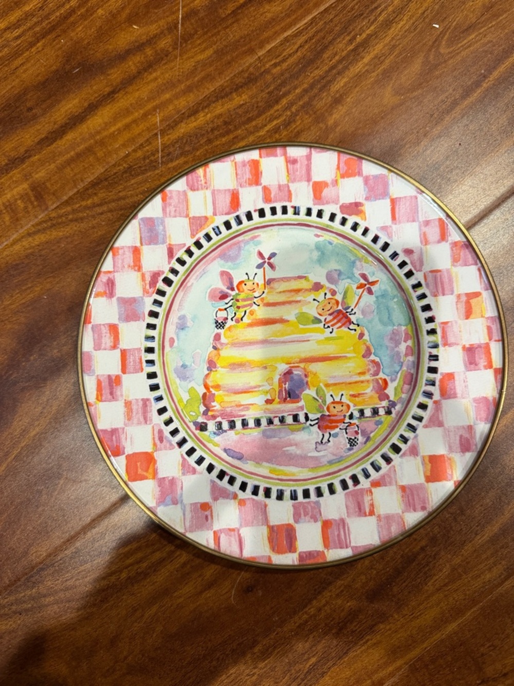 Hand-Painted Enamel Queen Bee Plate - retired !